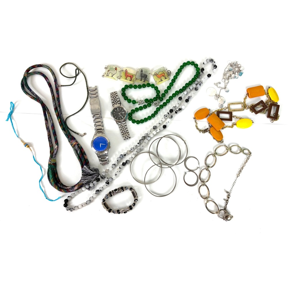 Vintage Jewelry Lot Broken Wearable Crafts Boho Statement Watches Necklaces